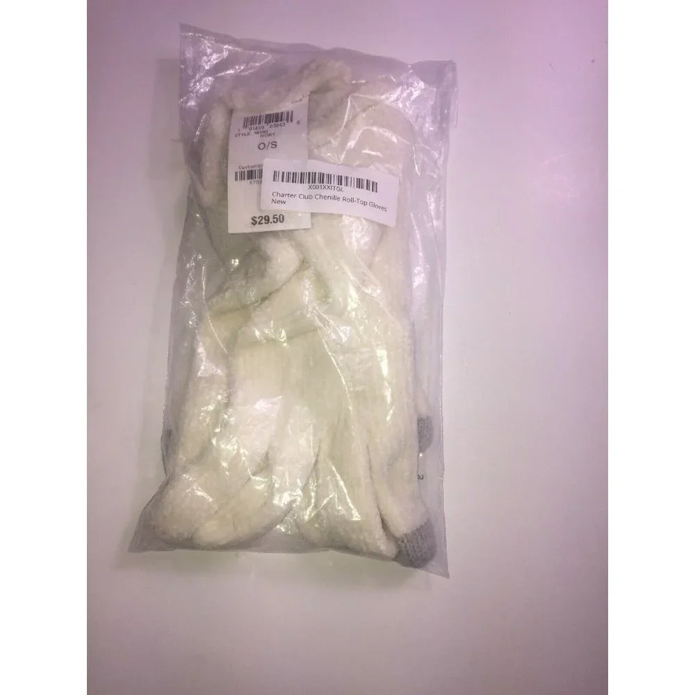 Charter Club Chenille Roll-Top Gloves in Ivory Retail $29.50
